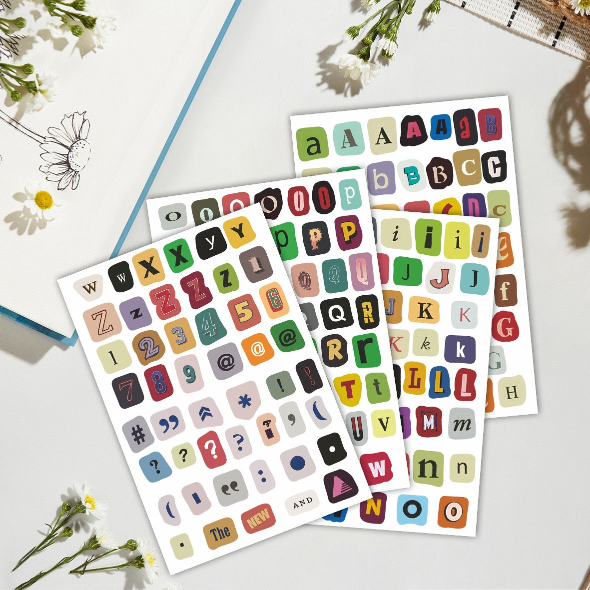 Retro Pop Style Letter Stickers Sheets (4 sheets)