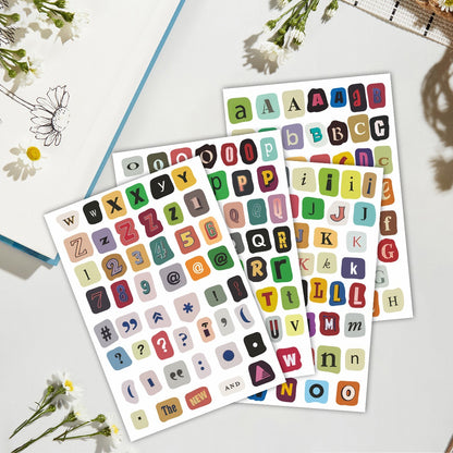 Retro Pop Style Letter Stickers Sheets (4 sheets)