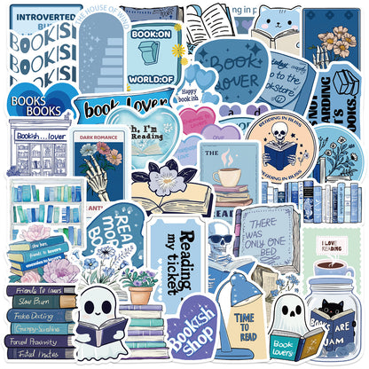 Blue-Themed Bookish Stickers