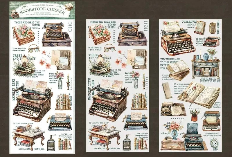 Bookstore Corner Transfer PVC stickers sheets (2 sheets)
