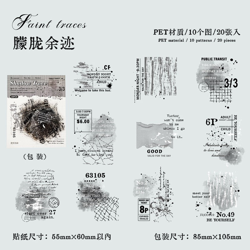 Shadow Trace PET series Stickers Set