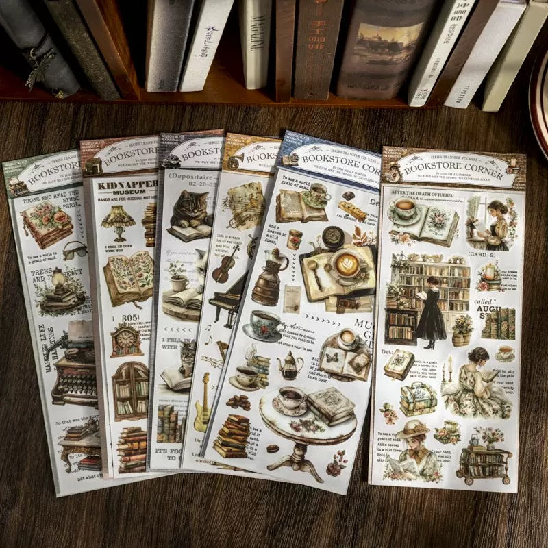 Bookstore Corner Transfer PVC stickers sheets (2 sheets)