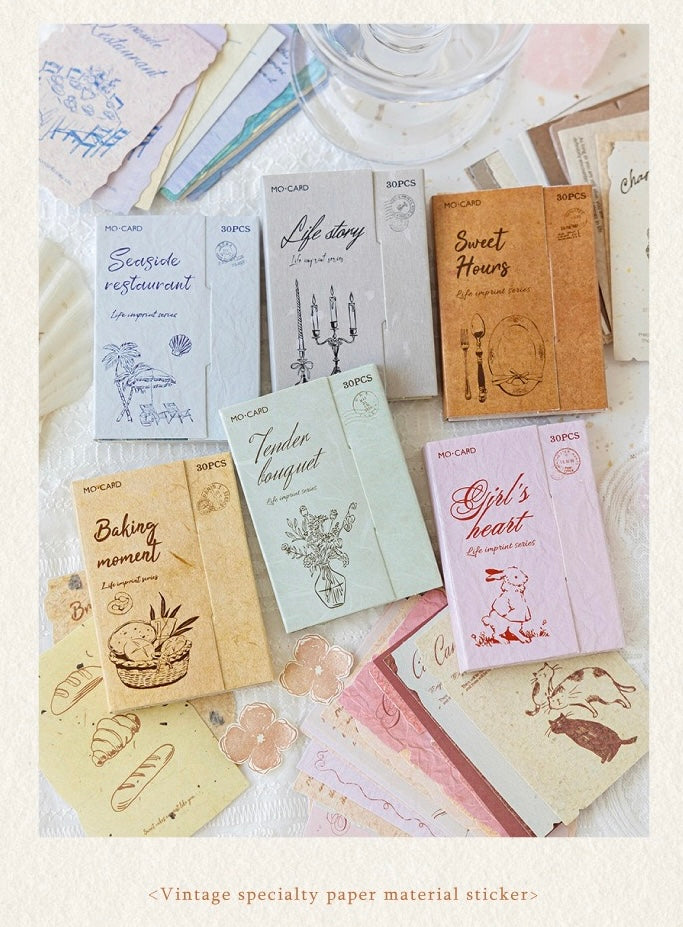 Mocard Vintage Material Paper Stickers Set