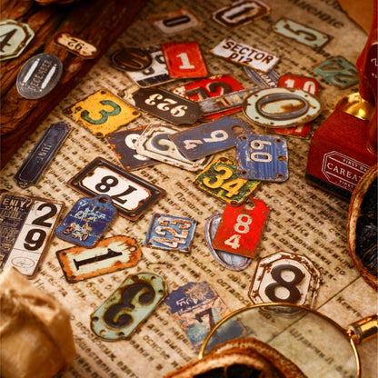 Retro Erosion Rustic Stickers (Numbers, Alphabets, Months)