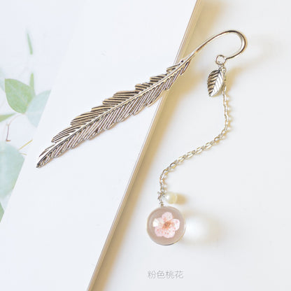 Metallic Bookmark with Glass Dried Flower