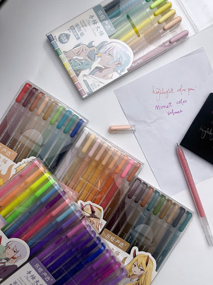 Colored 9pcs Highlight Pens Set