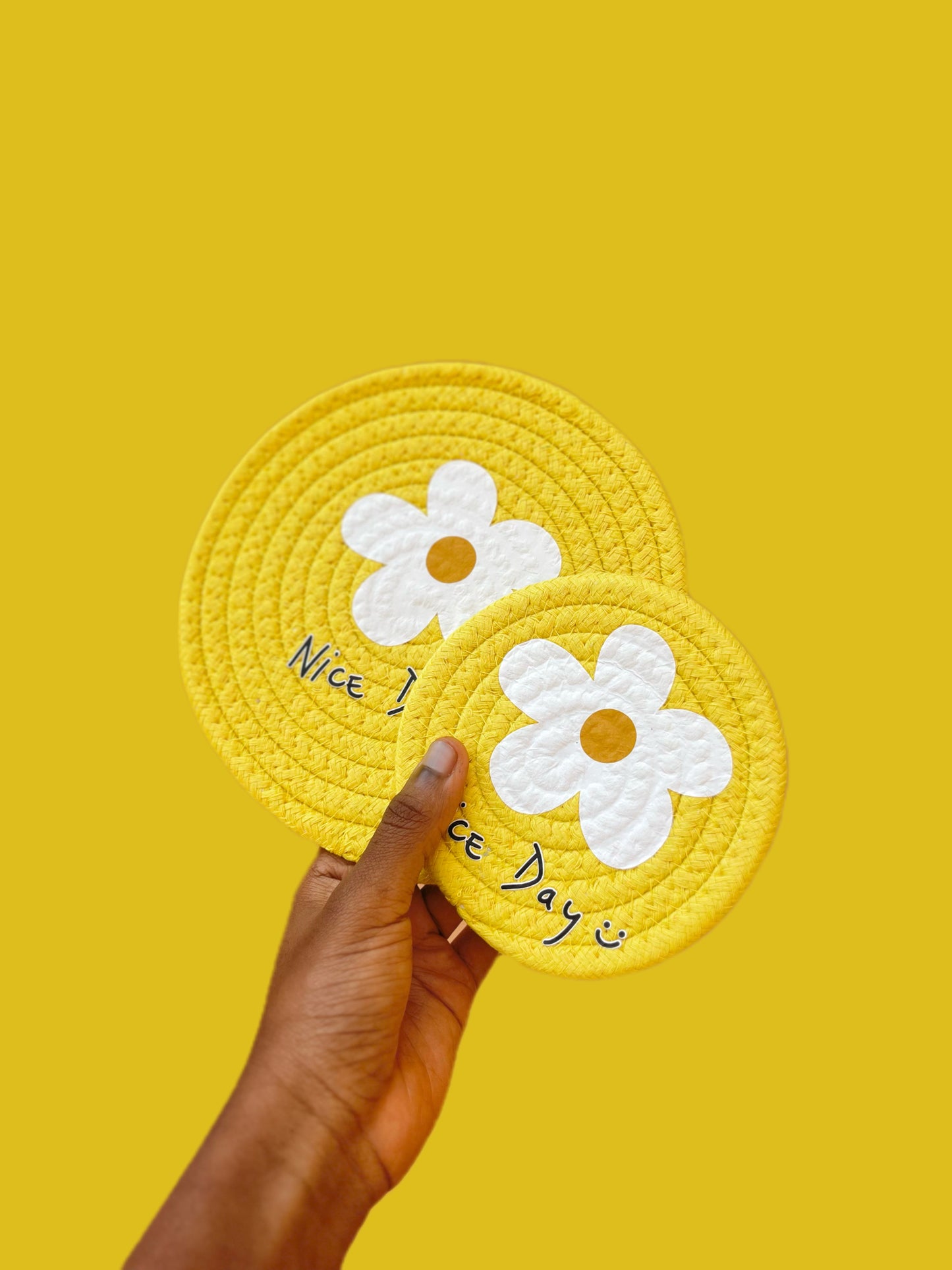 Smiley Face Macrame Cotton Coasters (Small)