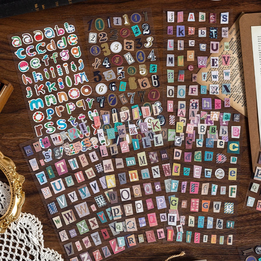 Alphanumeric stickers set (6 sheets)