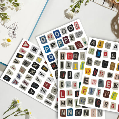 Retro Pop Style Letter Stickers Sheets (4 sheets)
