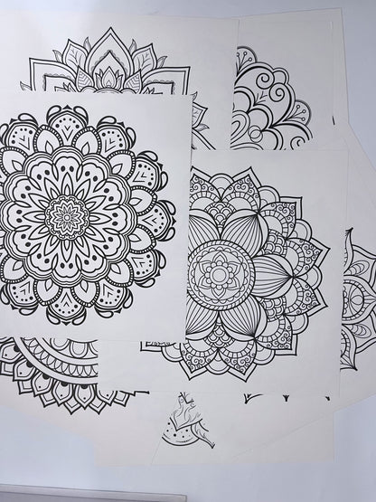 Large-size Mandala Painting / Coloring Sheets (12 sheets)
