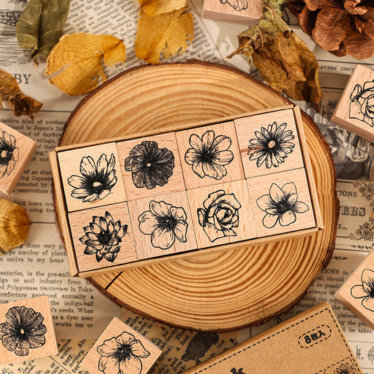 Wooden Flower Stamp Set