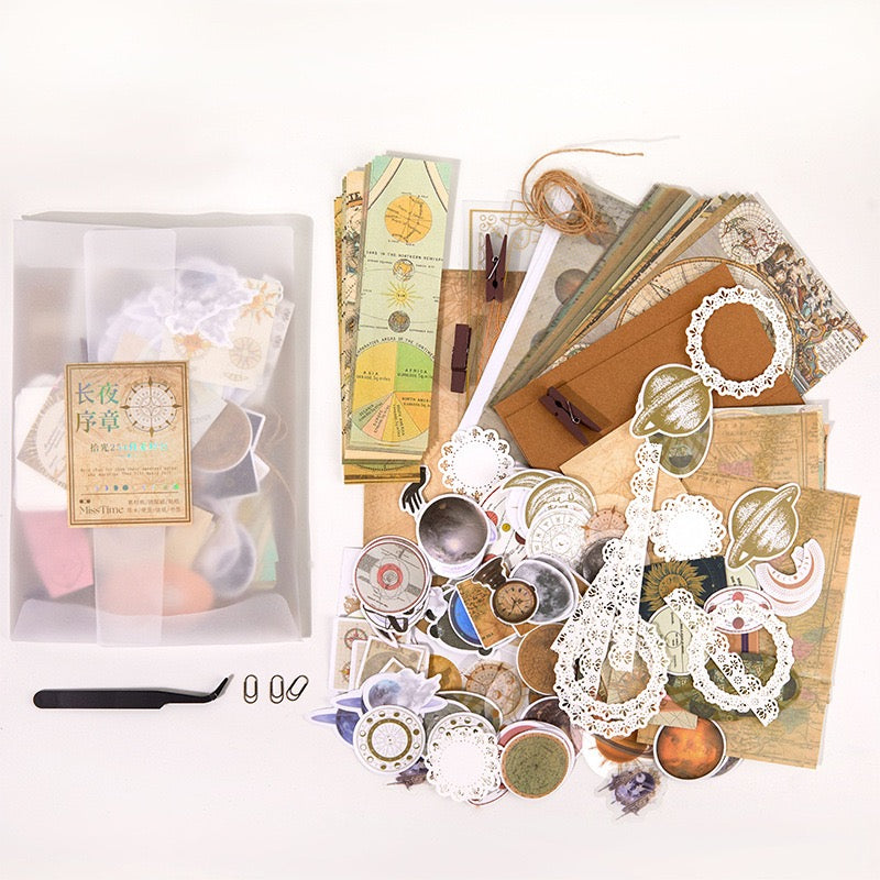 Retro Material Paper / Stickers Journaling Pack (251 pieces)