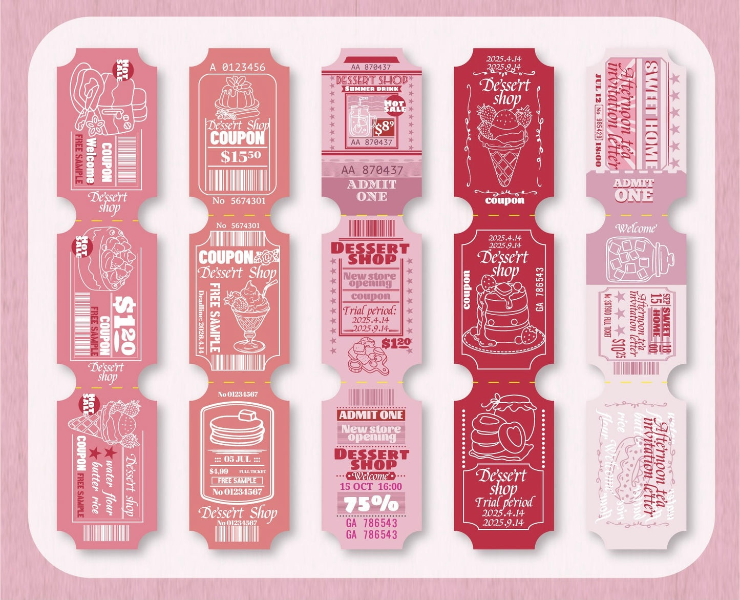 Retro Stamp Stickers Card Set (15 pcs)