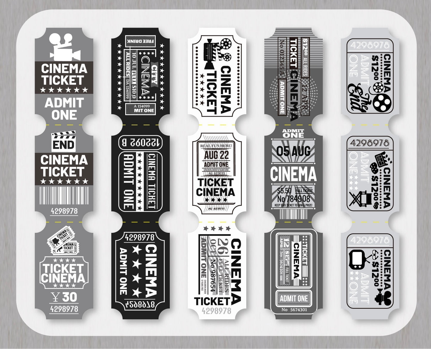 Retro Stamp Stickers Card Set (15 pcs)