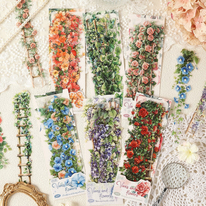 Flower Vine Landscape Collage Stickers Set