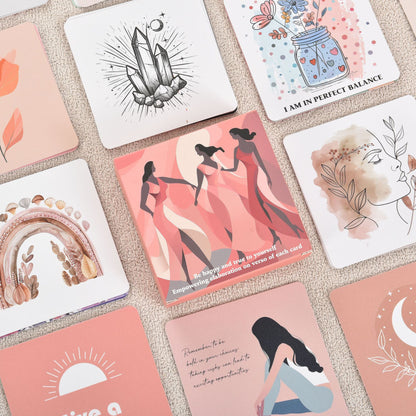 Women Inspirational Affirmation Cards (400g thick) plus wooden desk stand