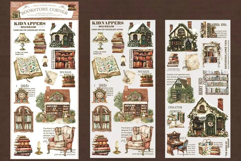 Bookstore Corner Transfer PVC stickers sheets (2 sheets)