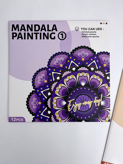 Large-size Mandala Painting / Coloring Sheets (12 sheets)