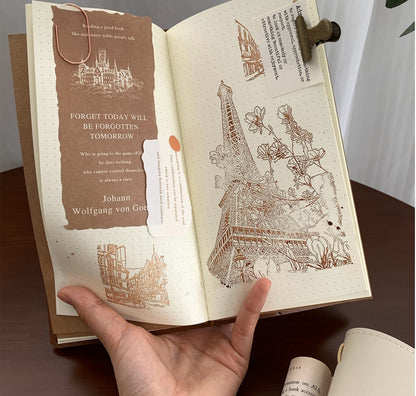 Retro Leather Traveler's Notebook / Journal (LINED, DOTGRID, SQUARE GRID SHEETS)