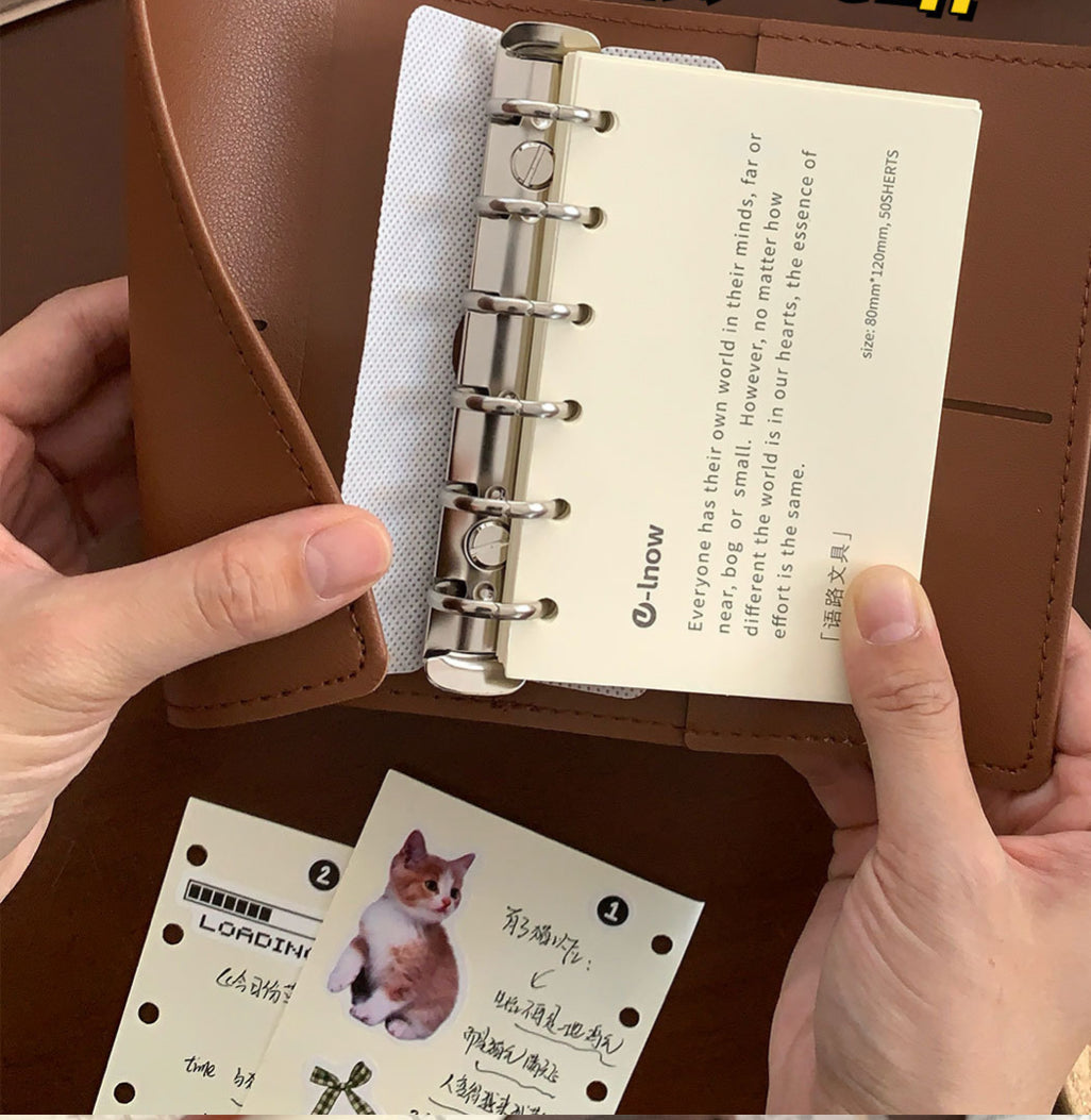 A7 Strap Leather Loose-leaf Notebook / Journal - Blank sheets
