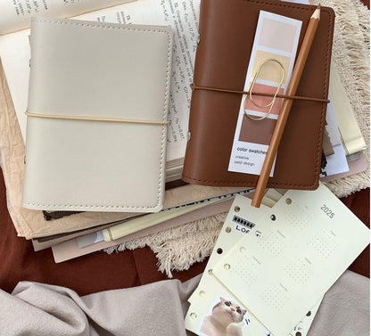 A7 Strap Leather Loose-leaf Notebook / Journal - Blank sheets