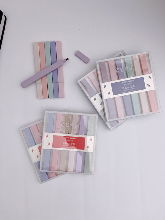 Morandi Pastel Block Highlighters (Single Tip) - ShopHaul
